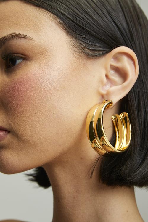 Xenia Double Hoop Earrings - Gold