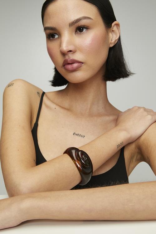Paige Tortoise Shell Resin Bangle-Brown