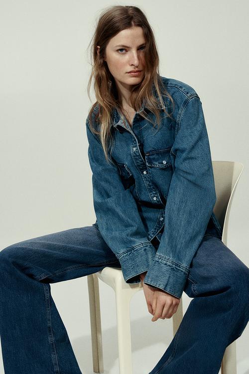 Wide high waist jeans - dark denim blue
