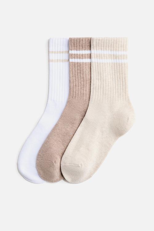 3-pack sports socks - white/beige