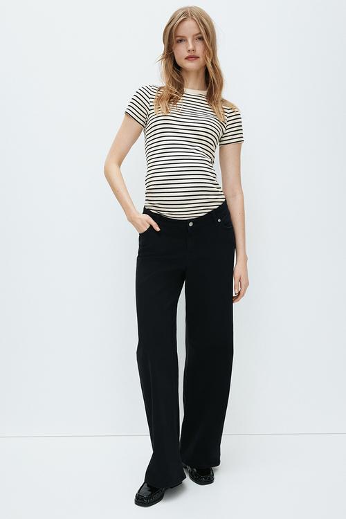 Mama ribbed top - cream/black striped