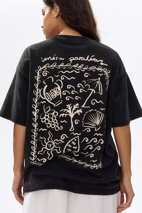Oversized print-motif t-shirt - black/iméra paralías