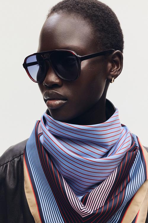 Aviator-style sunglasses - dark brown/blue