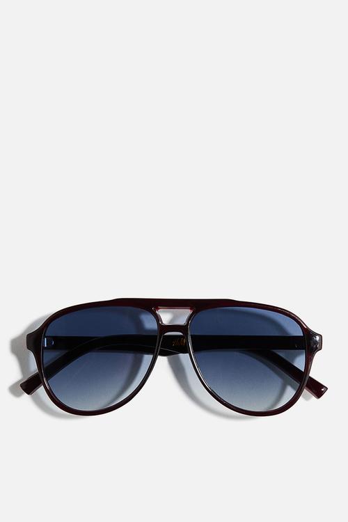 Aviator-style sunglasses - dark brown/blue