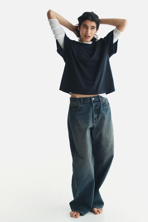 Loose-fit cotton t-shirt - washed black