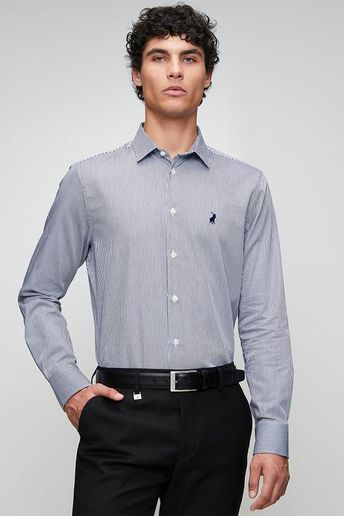 MENS LS YD STRIPE  SHIRT - Navy