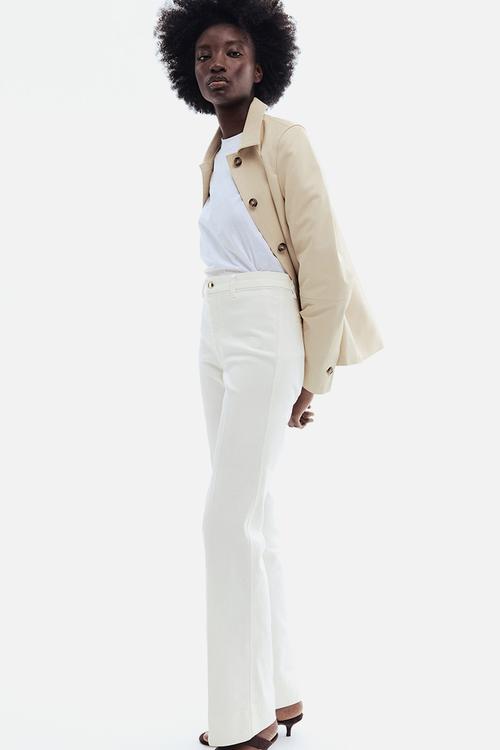 Flared high jeans - white