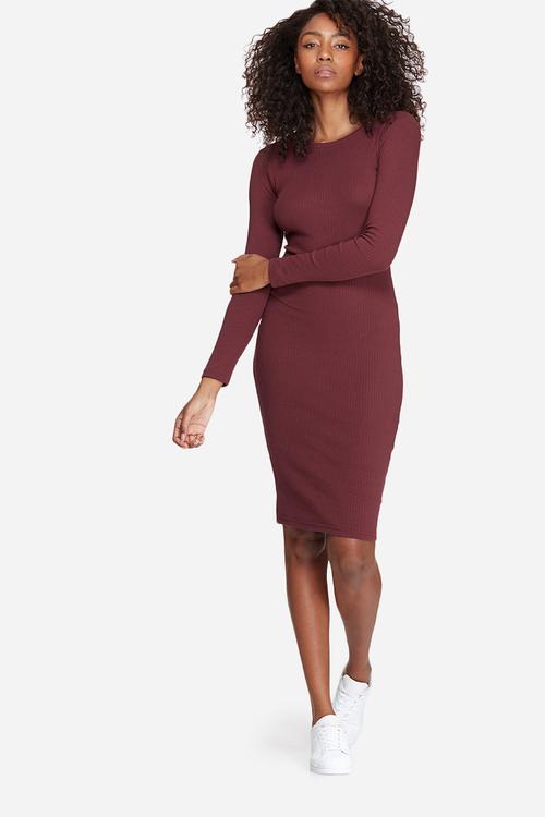 Long sleeve ribbed midi dress