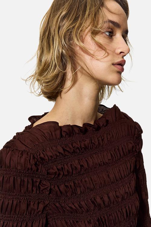 Smocked top - rust brown