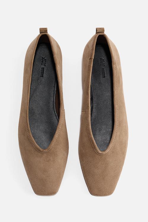 Leather ballet flats - beige
