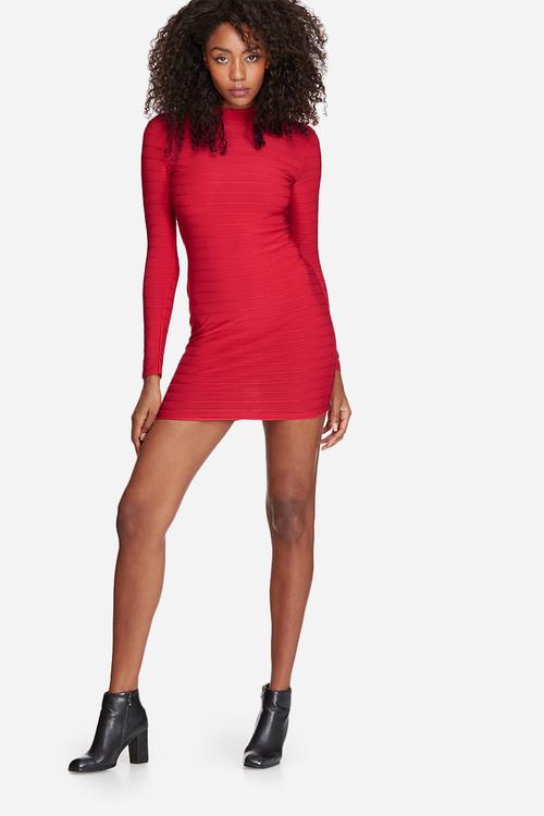 Open back ribbed mini dress