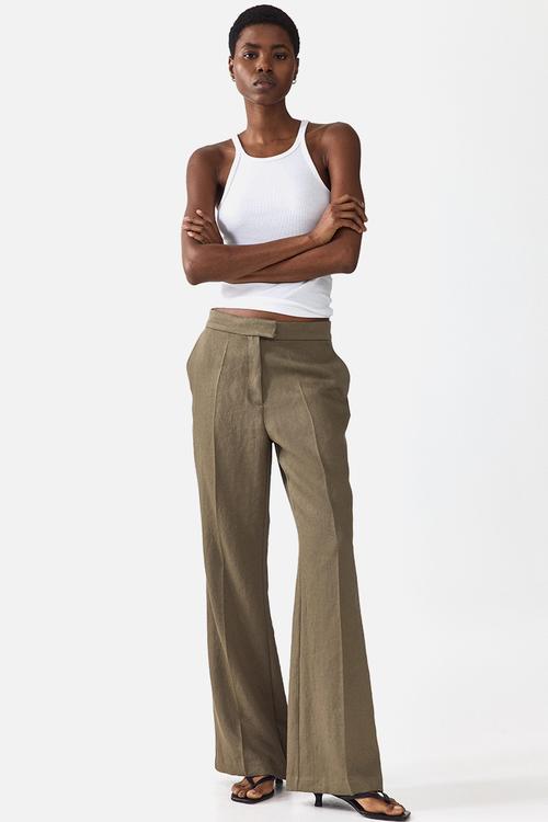 Bootcut tailored trousers - khaki green