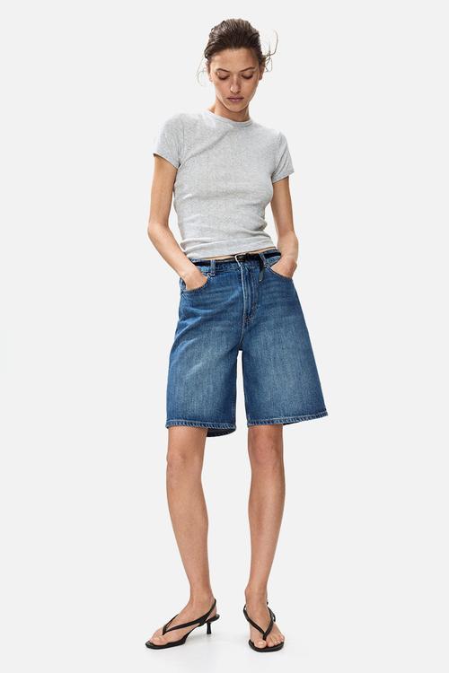 Denim bermuda shorts - denim blue