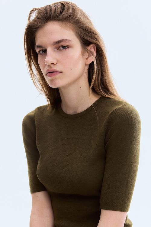 Rib-knit t-shirt - dark khaki green