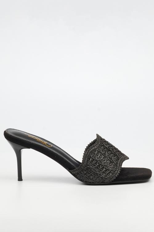 Macrame 1 macrame heel - black