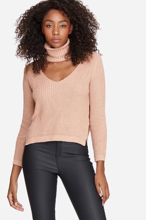 Side split roll neck knit