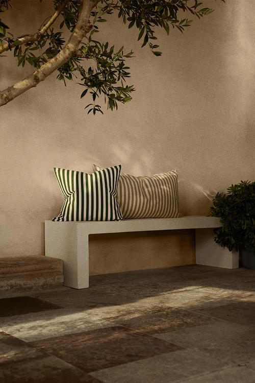 Outdoor cushion cover - dark green/striped