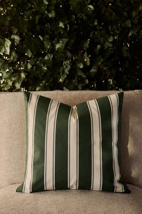Outdoor cushion cover - dark green/striped