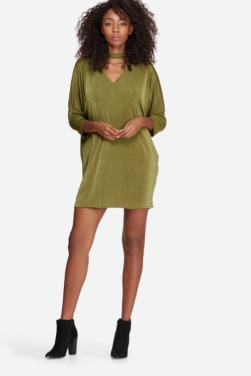 Oversized choker neck slinky dress
