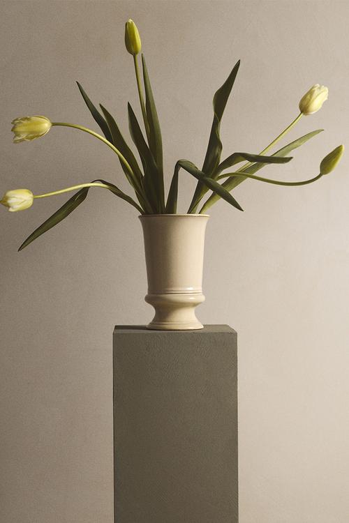 Reactive-glaze terracotta vase - light beige