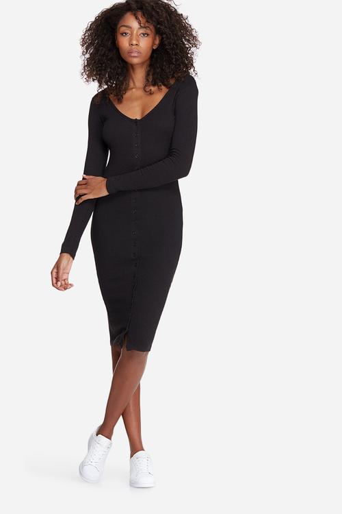 Ribbed button down midi dress