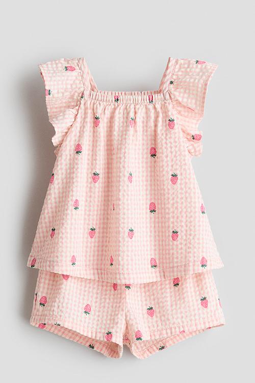 2-piece set - light pink/strawberries