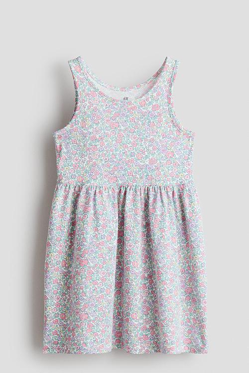 Patterned cotton dress - white/pink floral