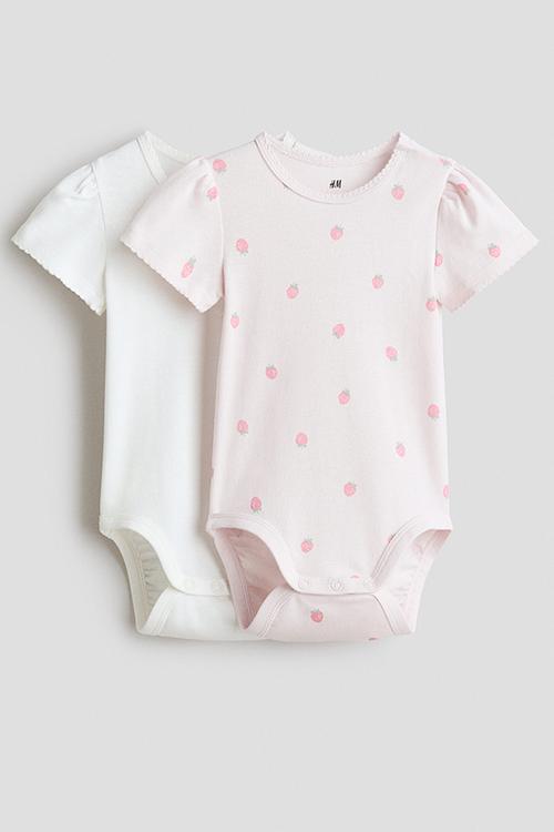 2-pack short-sleeved bodysuits - light pink/strawberries
