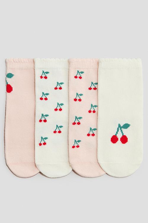 4-pack socks - light pink/cherries