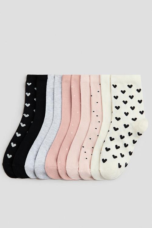 10-pack socks - light pink/hearts