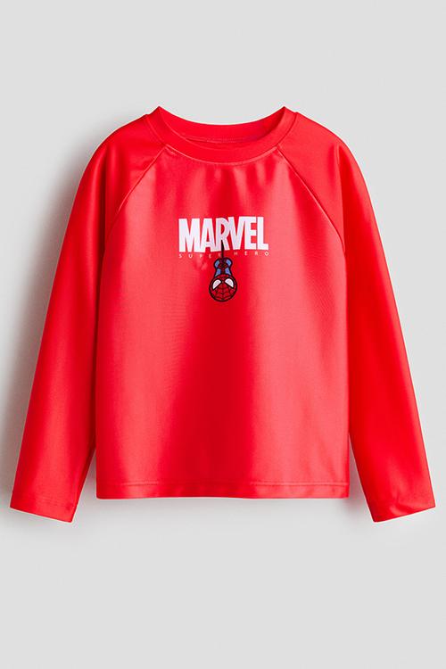 Upf 50 printed swim top - red/marvel comics