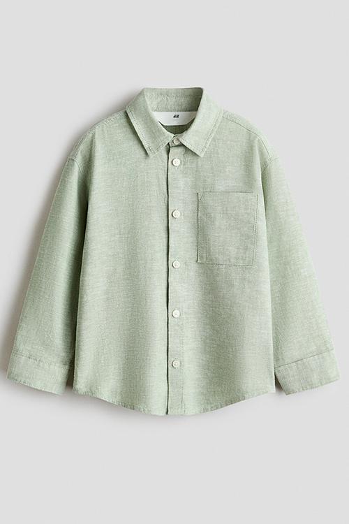 Linen-blend shirt - light green marl