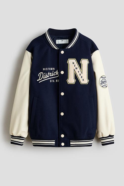 Appliqu?d baseball jacket - navy blue/new york
