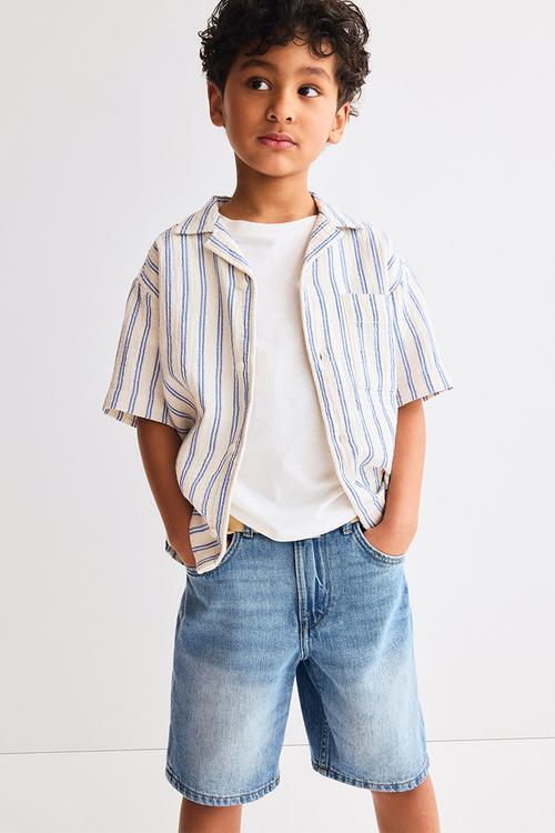 Loose fit denim shorts - light denim blue