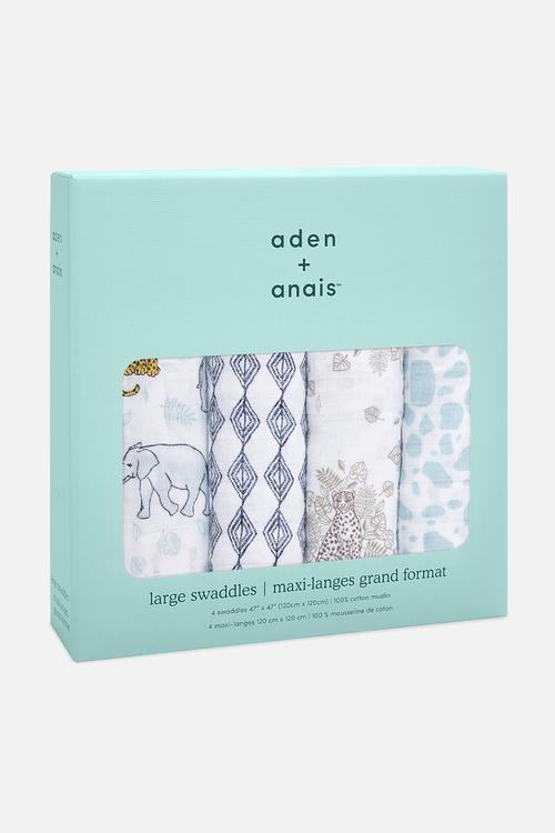 Large Swaddles Cotton Muslin 4Pk - Jungle 4-Pack