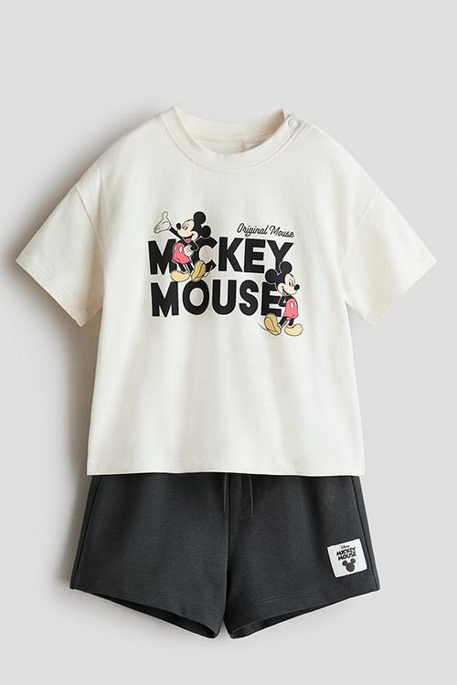 2-piece printed set - white/mickey mouse