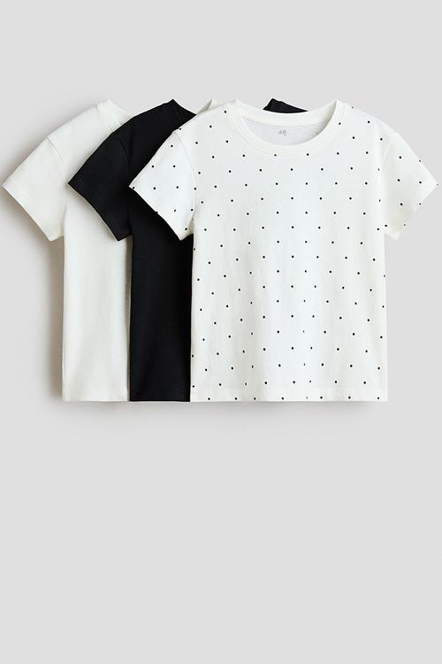 3-pack t-shirts - white/polka dot
