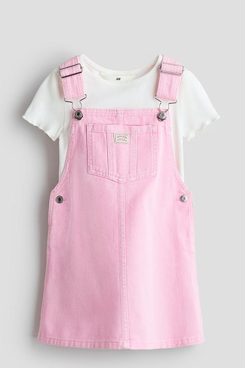 2-piece cotton set - light pink/cream