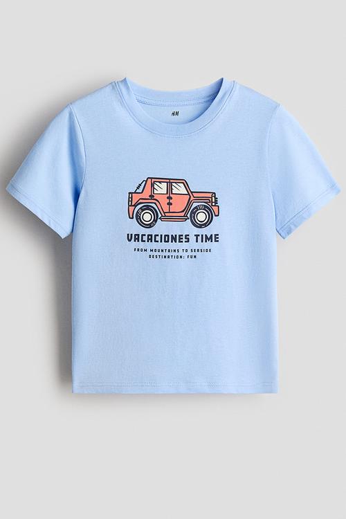 Printed t-shirt - light blue/car