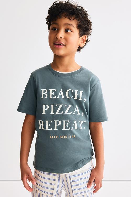 Printed t-shirt - dark turquoise/beach