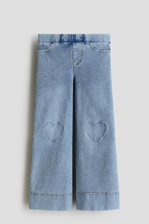 Denim-look wide-leg jeggings - light denim blue