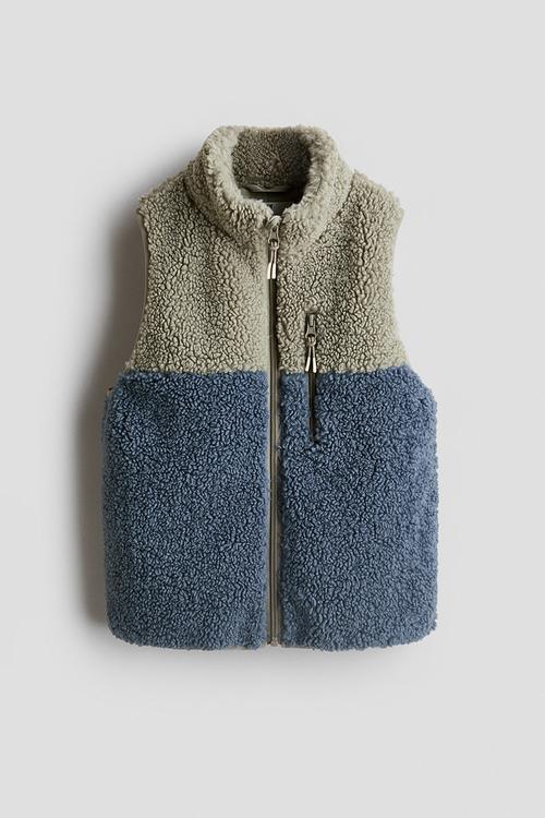 Teddy gilet - dusty blue/khaki green