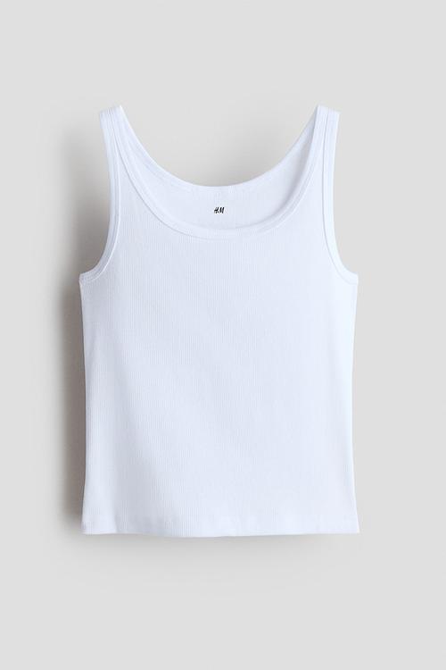 Ribbed cotton vest top - white