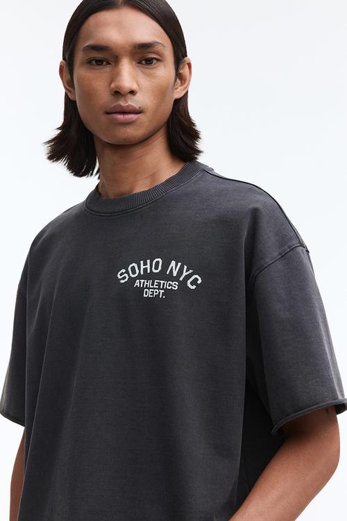 Oversized fit boxy-style T-shirt - dark grey/soho nyc