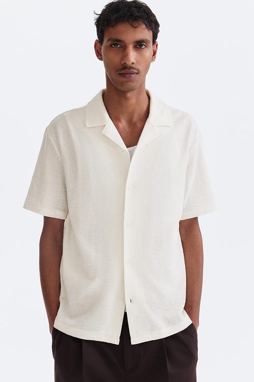 Regular fit resort shirt - cream