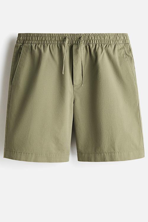 Relaxed fit cotton shorts - khaki green