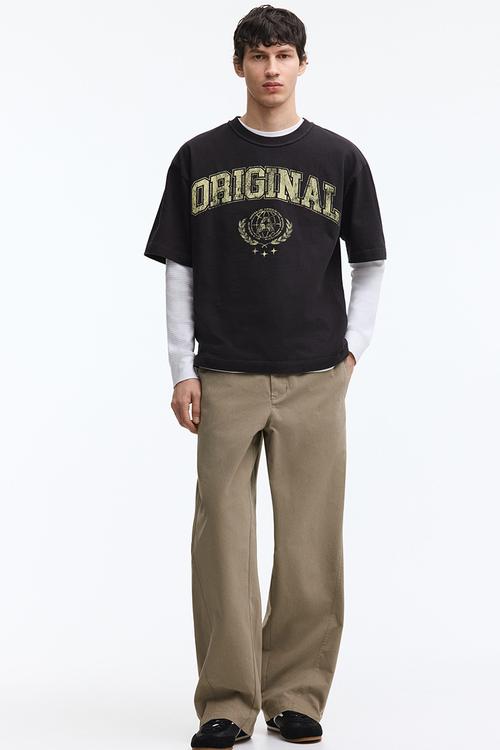 Relaxed fit twisted trousers - khaki green