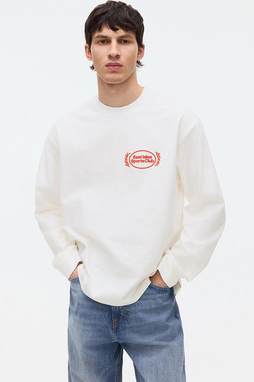 Loose fit printed long-sleeved top - white/sports club
