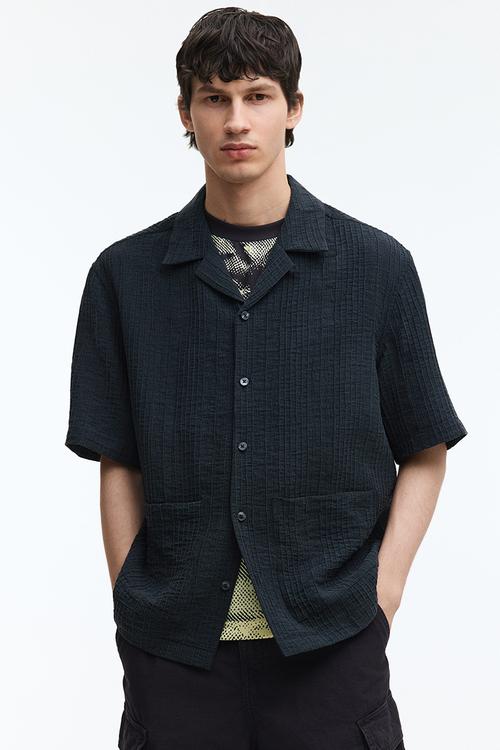 Relaxed fit resort shirt - black