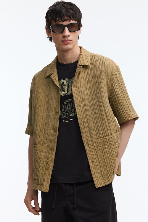 Relaxed fit resort shirt - beige